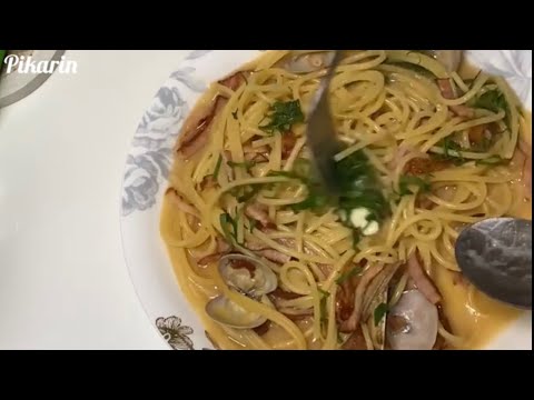 【簡単】和風あさりパスタ/コーンスープキムチ炒飯おにぎり/酒器【和風あさりパスタ】