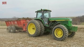 JOHN DEERE 4960 and 4320 Tractors Spreading Manure