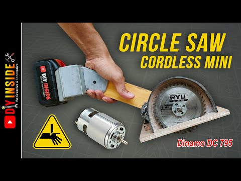 cara membuat mini circle saw cordless dari DINAMO DC 795