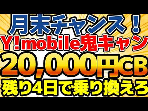 【緊急！】ワイモバイル鬼キャン！2ヶ月で20000円ゲット！6ヶ月間以上無料運用可能！無料で運用できるのはコレだけ！【格安SIMチャンネル】