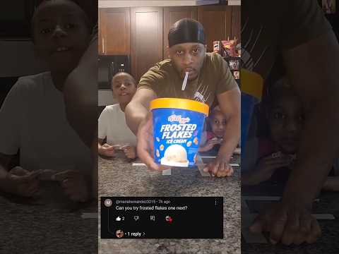 We had to try the new Kellogg's Frosted Flakes Ice Cream! 🥣🍦🔥  #shorts #trending #viral #fyp