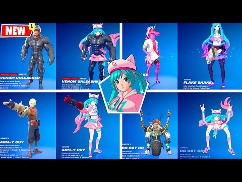 Neko Hatsune Miku Fortnite doing Glitched Built-In Emotes and Funny Dances シ