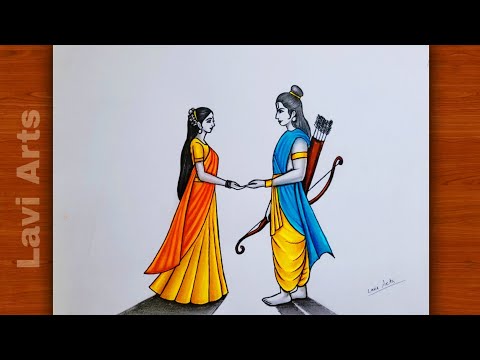 Shree Ram sita drawing (Easy step by syep) Tutorial | Ram Navami drawing | shree ram drawing | Art