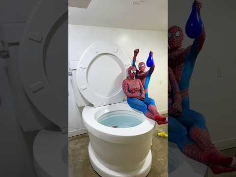 SPIDERMAN PRANKED SPIDERMAN with Balloon in the Worlds Largest Toilet and Fell In #shorts