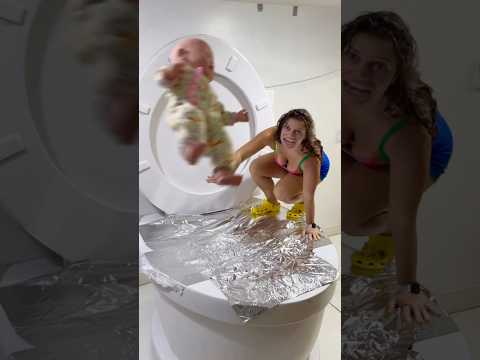 CRAZY FACE LADY Saved Baby from Worlds Largest Toilet Covered in Tin Foil #shorts