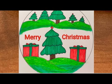 Christmas tree Drawing easy /Marry Christmas poster drawing / How to draw Christmas drawing #poster