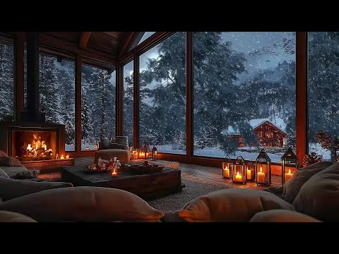 Tranquil Winter Jazz ❄️ Snowfall, Fireplace Crackles & Cozy Cabin Vibes for Unwinding