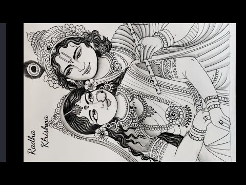 Radha Krishna mandala art drawing/ Radha Krishna drawing/ Pen art of Radha Krishna