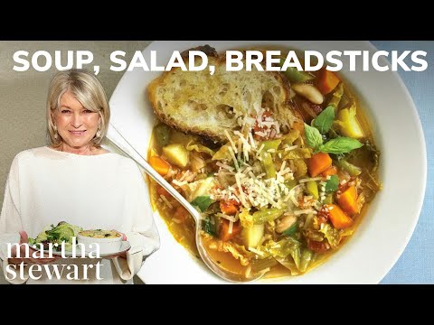 Martha Stewart's Ultimate Minestrone Soup, Salad, and Breadsticks