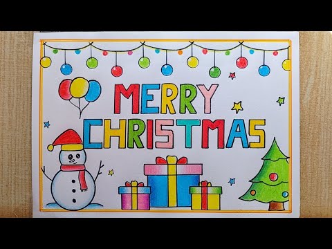 Merry Christmas drawing easy| Santa Claus drawing| Christmas Tree drawing| Merry Christmas poster