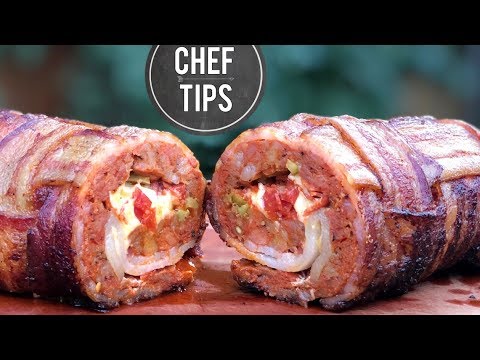 Smoked Fatty Recipe - Bacon Wrapped Meatloaf Recipe - Chef Tips