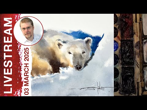 Monday Livestream 45: Polar Bear (Watercolor Animal Demo)