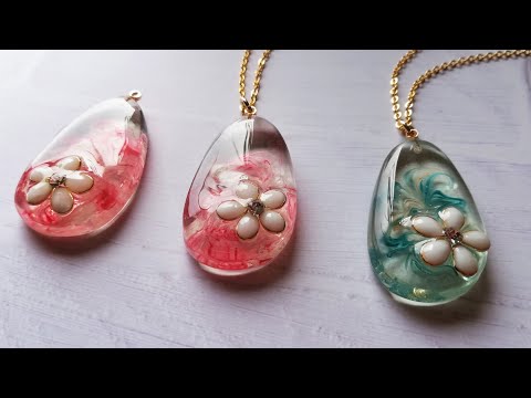 レジン🌼ギフトにピッタリ🎁フラワーマーブルペンダントの作り方⭐まるでガラスな透明感✨resin/marble effect/flower/pendant/how to make🌼*･