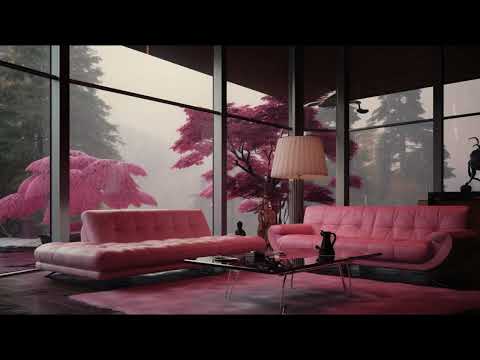 Pink Living Room Ambience |  Raining sounds Relax Study Peaceful 2 Hour