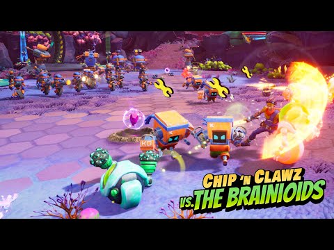 ロボット軍団を指揮してエイリアンの侵略を撃退するアクションRTSゲーム【Chip ‘n Clawz vs. The Brainioids】