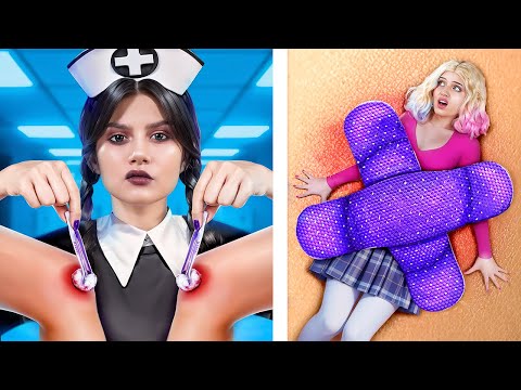 Awesome Parenting Hacks in Hospital! Good Doctor vs Bad Doctor! Wednesday vs Enid