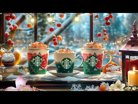 雪の日の快適さ：スターバックスコーヒーと共に窓際でリラックス- Embracing Yourself with Work & Study Jazz Starbucks - 2月の bgm スタバ