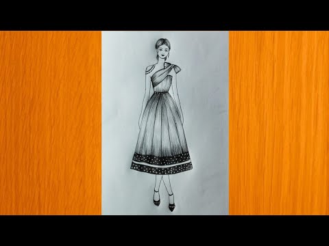 How to draw a fashion - step by step || Pencil sketch ||fashion girl drawing  || drawing|| dress art