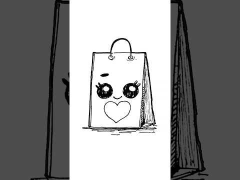 How to draw a shopping bag kawaii