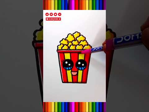 how to coloring a popcorn #drawing #coloring #shorts