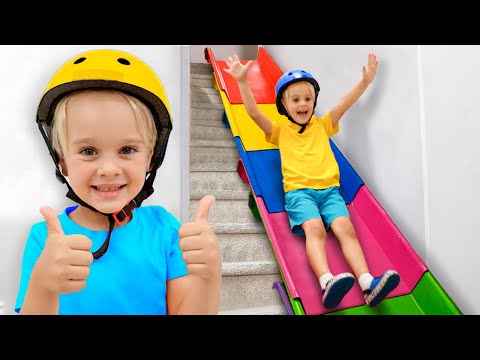 Chris and Stair Slide Adventure - Funny kids stories!