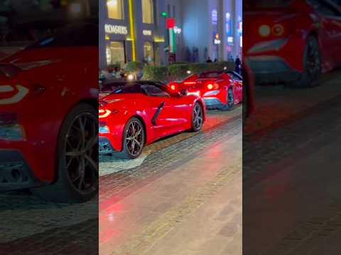 Ferrari vs stingray corvette ,JBR streets dubai #ferrari #stingray #corvette ette