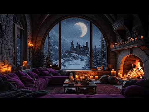 Cozy Winter Retreat | Crackling Fireplace & Snowfall Ambience for Sleep & Relaxation