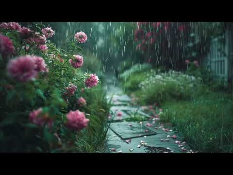 Raining in Garden during Summer Rain Sounds Calming Soothing Relaxing No Music