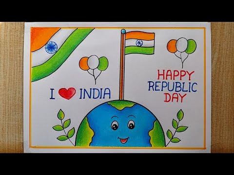 Very easy Republic Day drawing| Republic day poster drawing| Happy Republic day drawing|I Love India