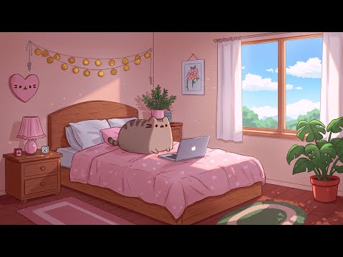 Cozy Pink Room with Pusheen ☀️ Cute & Smooth Lofi Chill Vibes ☕ Study & Sleep