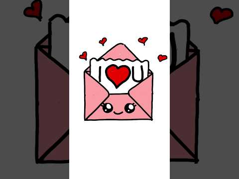 How to draw a cute card - I Love You ❤️  envelope