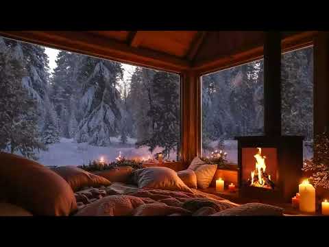 Unwind by the Fire ⛄ Winter Cabin Ambience with Gentle Jazz Tunes