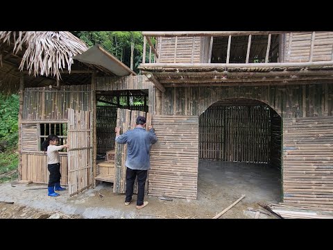 poor girl,banana harvest,preserve dried banana and uncle Quoc help make doors and cook dinner