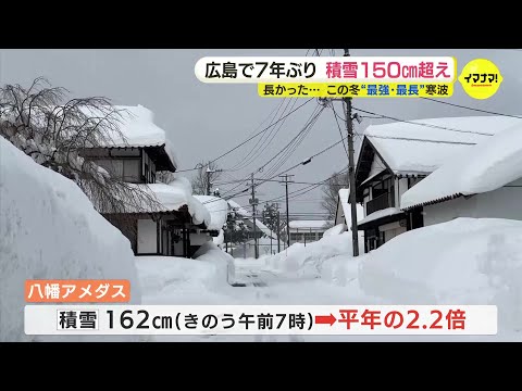 7年ぶりに積雪150センチ超え　日本最南端の豪雪地帯　広島・八幡アメダス　長かったこの冬“最強・最長” 寒波　ピーク過ぎても大量の雪はすぐ解けず