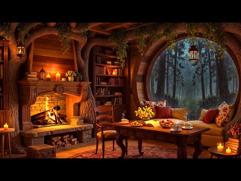 Cozy Reading Nook Ambience with Soothing Jazz and Crackling Fireplace ~ Jazz Music for Relaxation