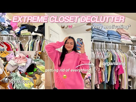 DECLUTTERING and ORGANIZING my closet 🧺 *cleaning motivation*