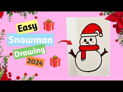 Easy Snowman drawing ☃️🔔🎄 / How to draw a showman / Merry Christmas Drawing / Winter season drawing