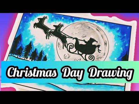 How To Draw Christmas Drawing / Winter scenery Painting / step by step for beginners