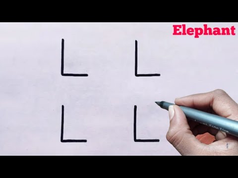 How to draw elephant drawing from letter LLLL | Easy Drawing | vishesh979