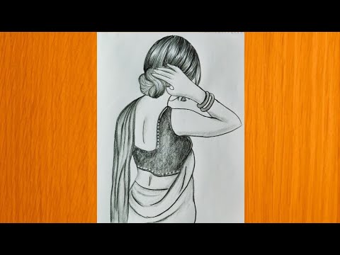 How to draw Girl backside in Saree || Pencil sketch for beginner || drawing tutorial