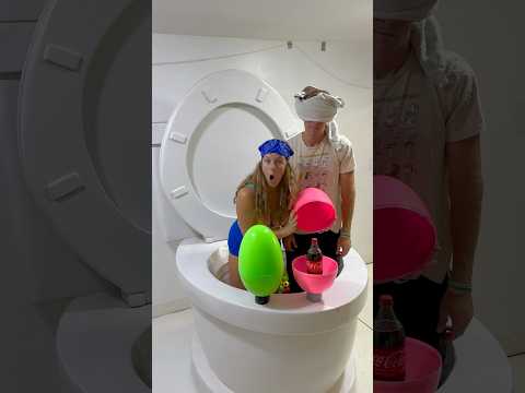 GIANT SURPRISE EGG CHALLENGE Blind Folded in Worlds Largest Toilet with Coca Cola vs $100 #shorts