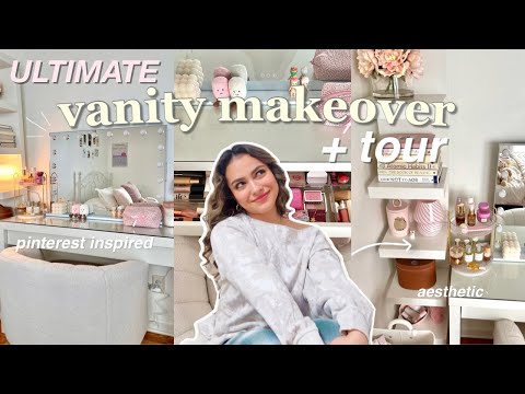 VANITY TOUR + TRANSFORMATION 🎀✨ pinterest aesthetic, satisfying organization