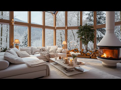 Winter Cozy Haven ❄️Chill Jazz Music and Fireplace Warmth for Concentration & Productivity