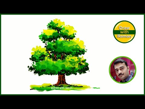 How to paint a Tree in Acrylic / Tree drawing tutorial in Hindi