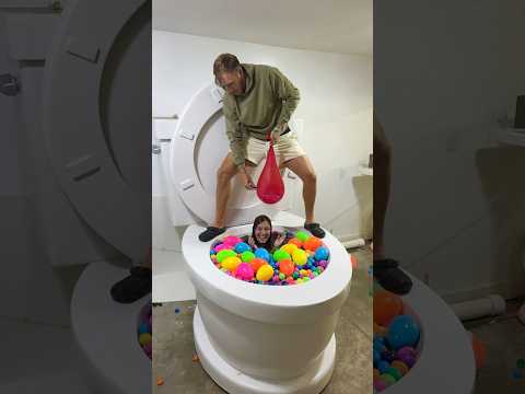 MEAN BROTHER PRANKED SISTER in Surprise Eggs in Giant Toilet #shorts