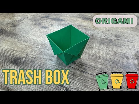 ORIGAMI TRASH BOX EASY CRAFT TUTORIAL | DIY TRASH BIN ORIGAMI STEP BY STEP | PAPER BOX USEFUL CRAFT