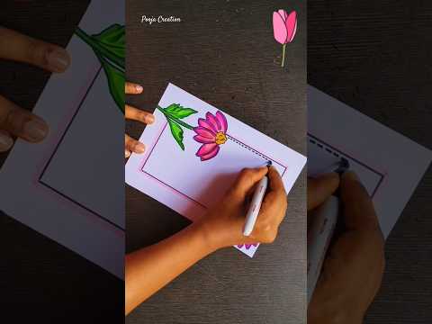 Cute 😍 Flower Drawing 🌷/Project Work Designs/Border Design/File Decoration Ideas #shorts #art