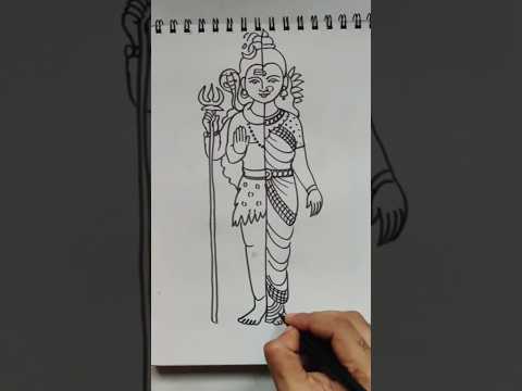 Quick simple and easy drawing of half Shiva and half parvati/Ardhnarishwar drawing for beginners