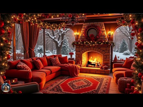 ❄Cozy Cabin with Christmas Jazz & Crackling Fireplace for Relaxing ❄⛄Enjoy The Winter Atmosphere