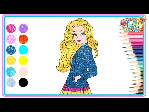 How to draw Barbie in a jeans jacket | Easy Drawing and Coloring for Kids